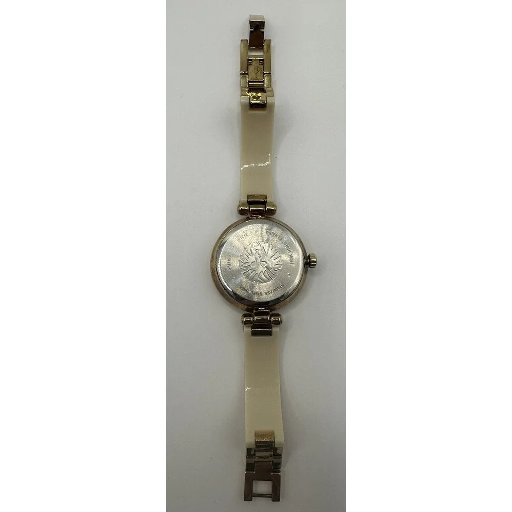 Anne Klein Women's Gold Tone White Acrylic Bracelet Watch AK1196 New Battery‎ Y
